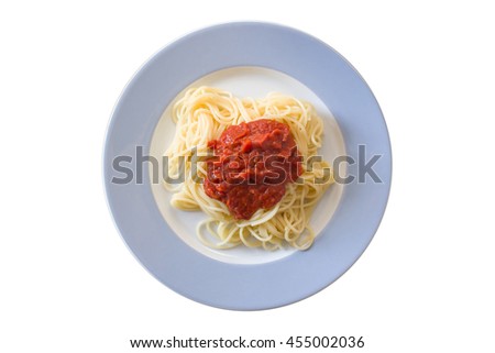 Isolated of plain spaghetti and tomatoes sauce picture