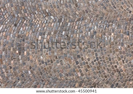 Bird-view of stone block paving