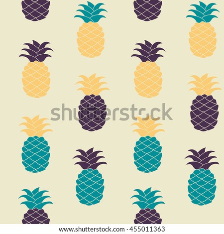 Seamless pineapple pattern illustration. Hand drawn repeated pattern for web, print, wallpaper, fashion fabric, textile design, background invitation card or holiday decor.