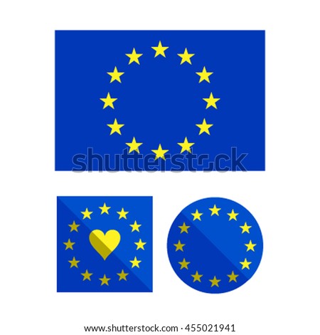 
Simple Europe  (EU) flag icon set is insulated on white background. flat vector illustration