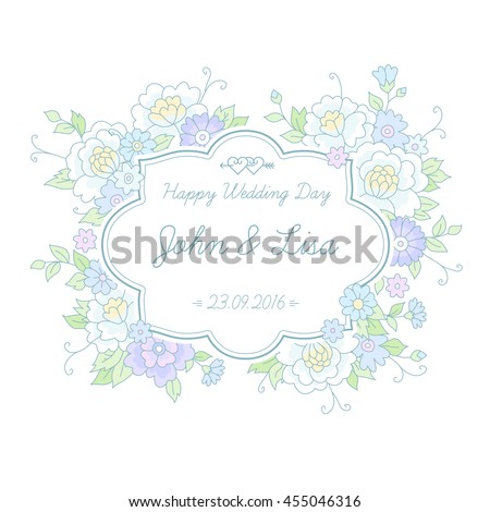 Vintage label with floral ornament. Template card for wedding design and decoration