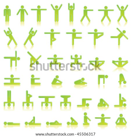 Pictograms which represent yoga exercise