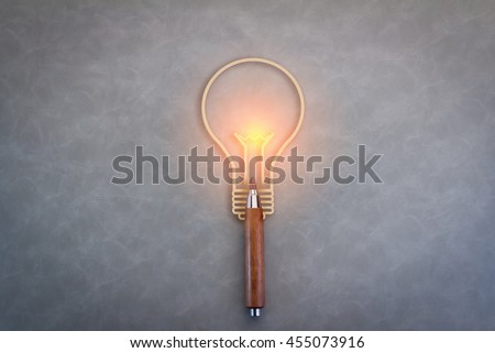 Creative ideas icon with a pencil and a lightbulb as a symbol of creativity and innovation and a spark of talented Royalty-Free Stock Photo #455073916