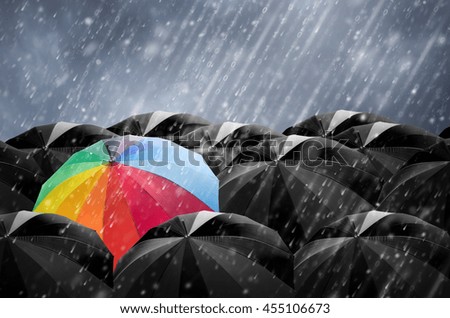  Umbrella in a storm, protect the life, health, savings, investment and accident, Insurance concept.