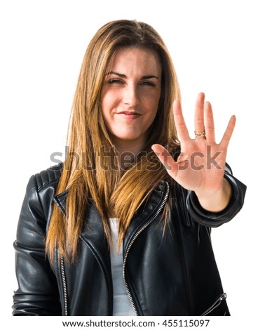 Woman counting five