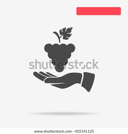 Grapes and hand icon. Vector concept illustration for design.