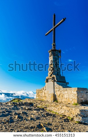 The Cross of Matagalls Peek (Montseny Mountains).
