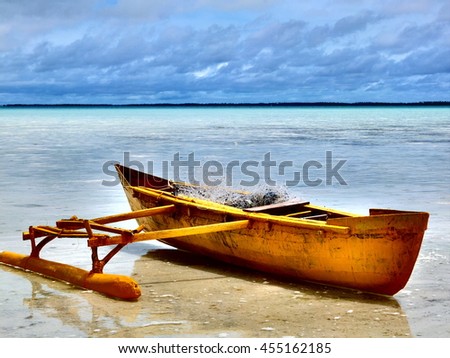 Outrigger canoe, South Tarawa, Kiribati Royalty-Free Stock Photo #455162185