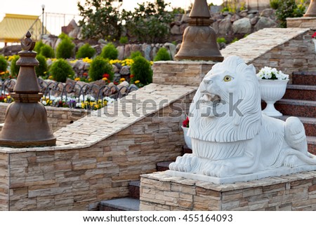 Attractions on site for a Buddhist temple. Royalty-Free Stock Photo #455164093