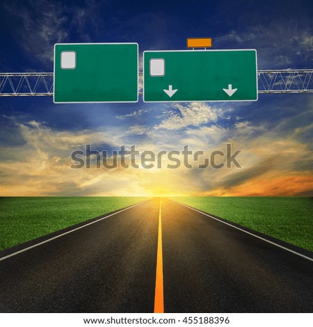 Blank road sign on highway