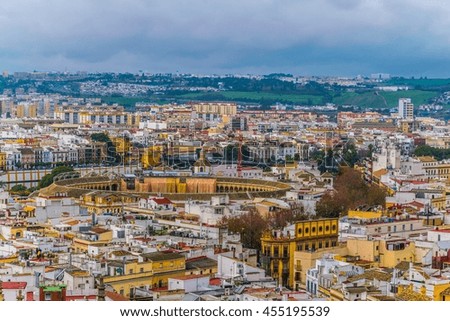 aerial view of the spanish city sevilla taken from top of the la giralda tower
