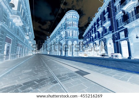 Hallucination. Landscape of the city of Turin. Royalty-Free Stock Photo #455216269