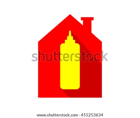 sauce ketchup bottle house silhouette image icon vector