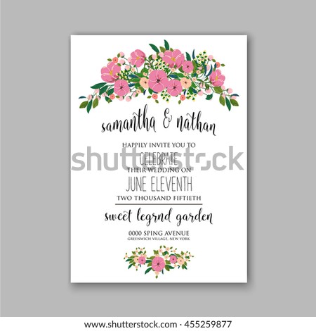 Wedding Invitation  with abstract floral background