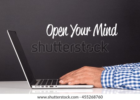 WORKING OFFICE COMMUNICATION PEOPLE USING COMPUTER OPEN YOUR MIND CONCEPT