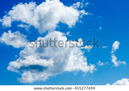 Blue sky with white clouds. Photo of the sky in sunny day.