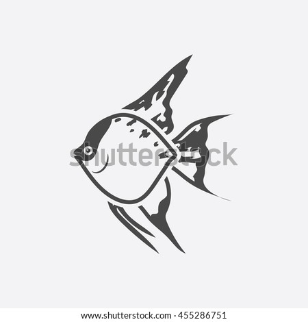 Angelfish common fish icon black. Singe aquarium fish icon from the sea,ocean life collection.
