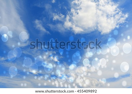 Background blur cloudy sky with light bokeh filter.