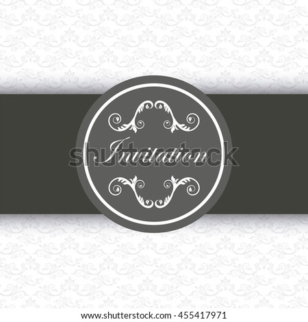 Invitation and save the date concept represented by decoration card icon. Seal stamp black and white illustration. 