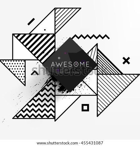Trendy geometric flat pattern, frame with abstract background for brochure, flyer or presentations design, vector illustration. Royalty-Free Stock Photo #455431087