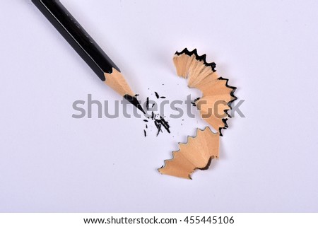 Pencil sharpener with shavings