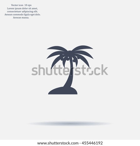 Palm trees silhouette on art island