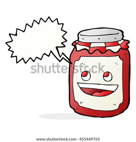 cartoon jar of preserve with speech bubble