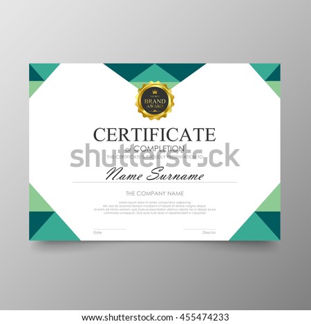 Green certificate template awards diploma background vector modern value design and luxurious elegant.Illustration layout cover leaflet horizontal in A4 size pattern.
