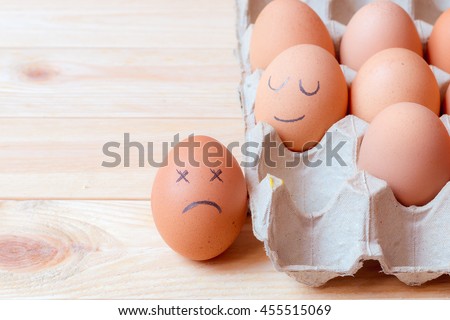 Painted emotion face on eggs.