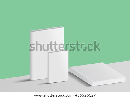 Mock-up book isolated on a green and gray background for your design.
