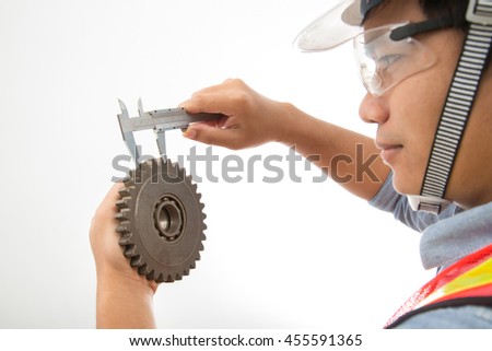 The young engineer isolated on white background.