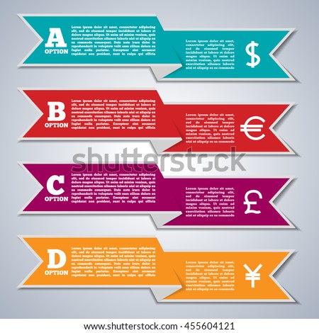 Set of bright elements for info graphics, paper ribbons,  vector illustration.