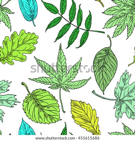 Floral pattern with leaves.Summer green pattern textile,Vector illustration.