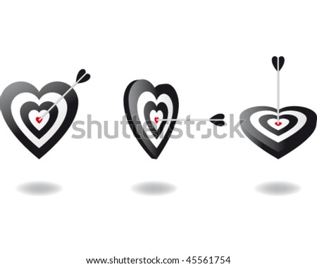 Heart shaped target with the arrow in the center of it