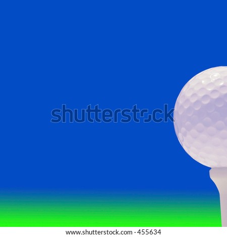 White golf ball and tee on grad background