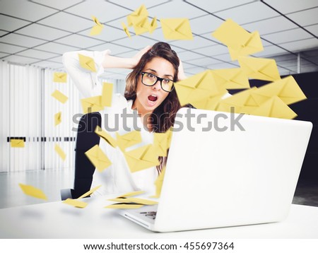 Despair and stress for spam e-mail Royalty-Free Stock Photo #455697364