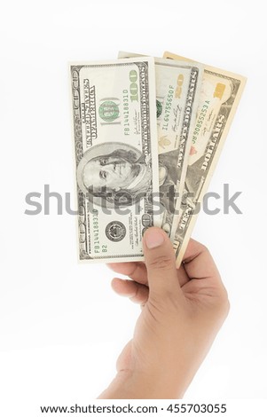 Dollars bank notes in hand, investments concept