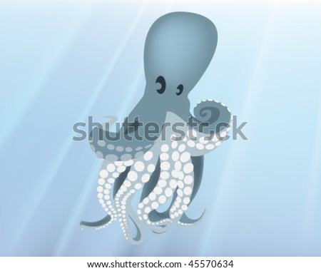 Vector octopus underwater