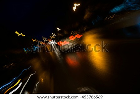 Abstract lights created by lights on railway track