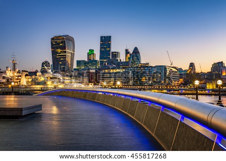 London cityscape at dawn.