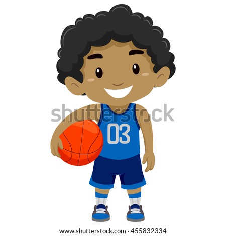 Vector Illustration of a Black Boy Holding Basketball