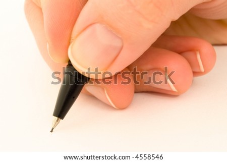 Hand writing with black mechanical pencil on white