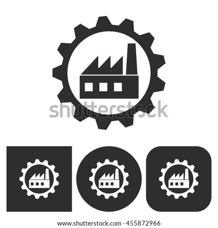 Factory - black and white icons. Vector illustration.
