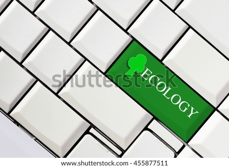 Ecology key on white keyboard, ecology concept