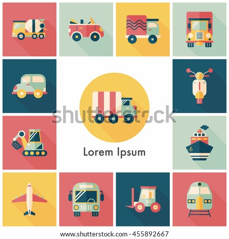 Transportation and vehicle icons set