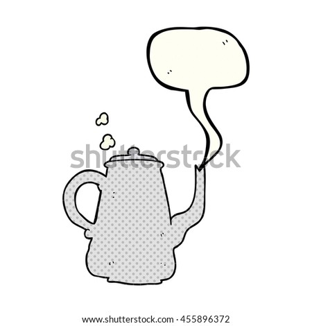 freehand drawn comic book speech bubble cartoon steaming  coffee pot