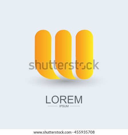W round shape logo icon yellow gradient, alphabet letter