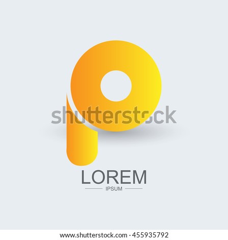 P round shape logo icon yellow gradient, alphabet letter