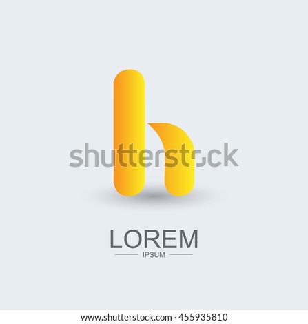 H round shape logo icon yellow gradient, alphabet letter