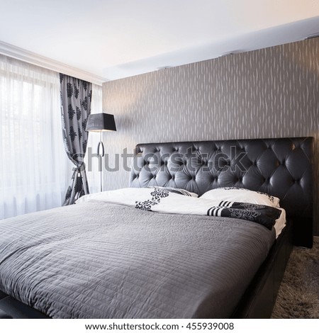 Picture of a luxury bedroom interior with double bed